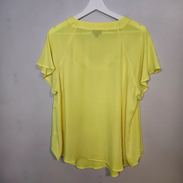 Torrid Yellow Blouse Georgette Cage Front Cutout Lemon Tonic Top Lightweight 0 - Image 6