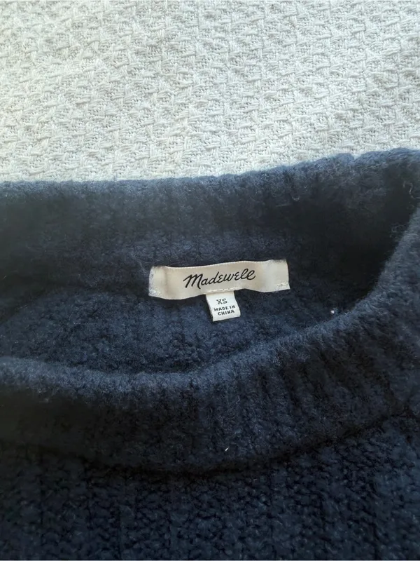 Madewell Ribbed Cotton Wool Blend Sweater XS Deep Indigo Navy - Image 4