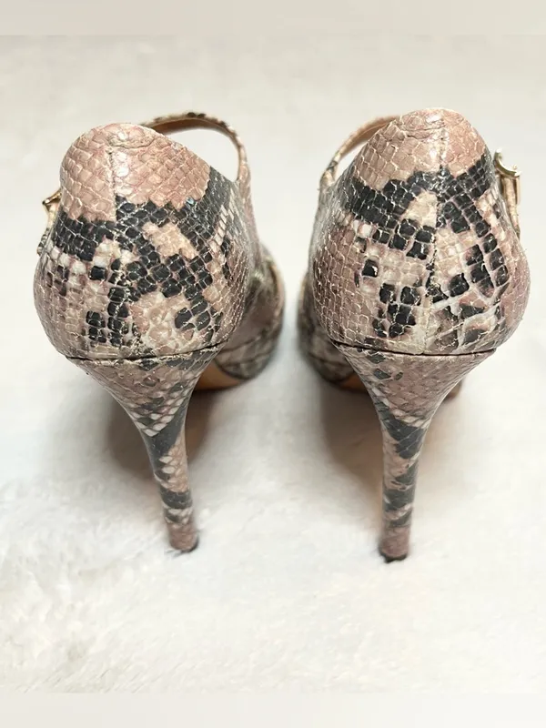 Coach Snake Print Peep Toe Mary Jane High Heels Size 6 Shawna Python Animal - Image 5