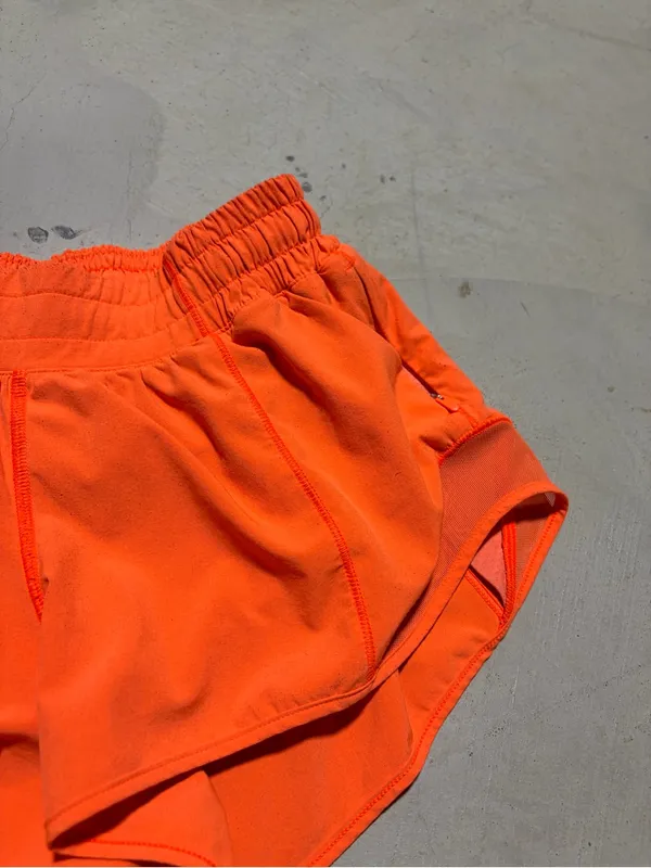 lululemon athletica Women's Neon Orange Athletic Shorts 4 - Image 5