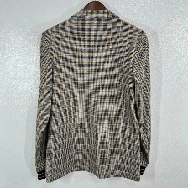 Summum Woman Amsterdam‎ Luxury Jersey Plaid Blazer Jacket Gold Stripe Cuff Small - Image 4