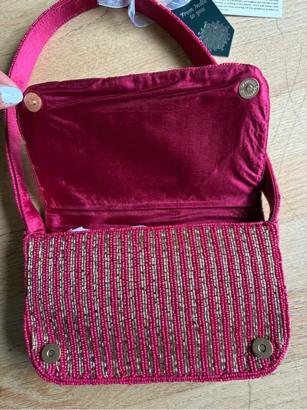 Beaded Pink Cocktail Motif Shoulder Bag - Image 6