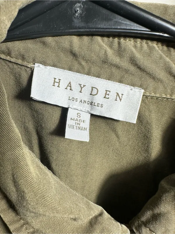 S311. Hayden Women's Olive Green Lightweight Button-Up Shirt - Image 2