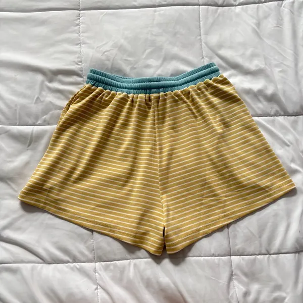 NWT Annie Wear Yellow Striped Lounge‎ Shorts Womens Small Sleep Pjs - Image 8