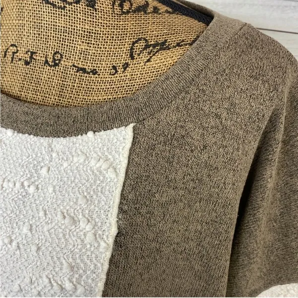 POL Open Tie Back Sweater Bell Sleeve Color Block Brown Cream Large‎ Boho - Image 5