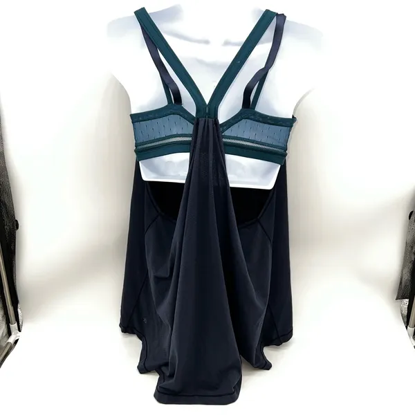Lululemon Athletica Women’s Deep Blue Tank Top w/Teal Built in Bra-Size 8 - Image 4