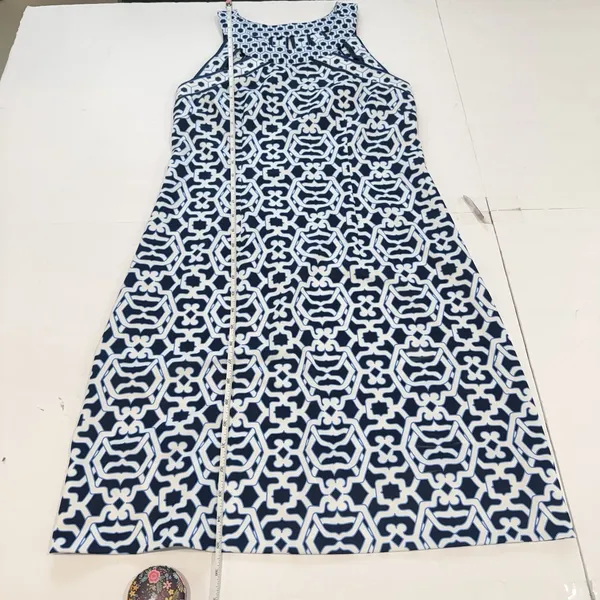 Gretchen Scott Navy Blue Strappy Sleeveless Isosceles Geometric Dress‎ SMALL - Image 9