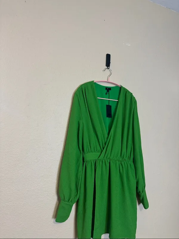 NBD Revolve Benita Mini Dress Moss Green Long Sleeves Size Medium‎ NWT - Image 3