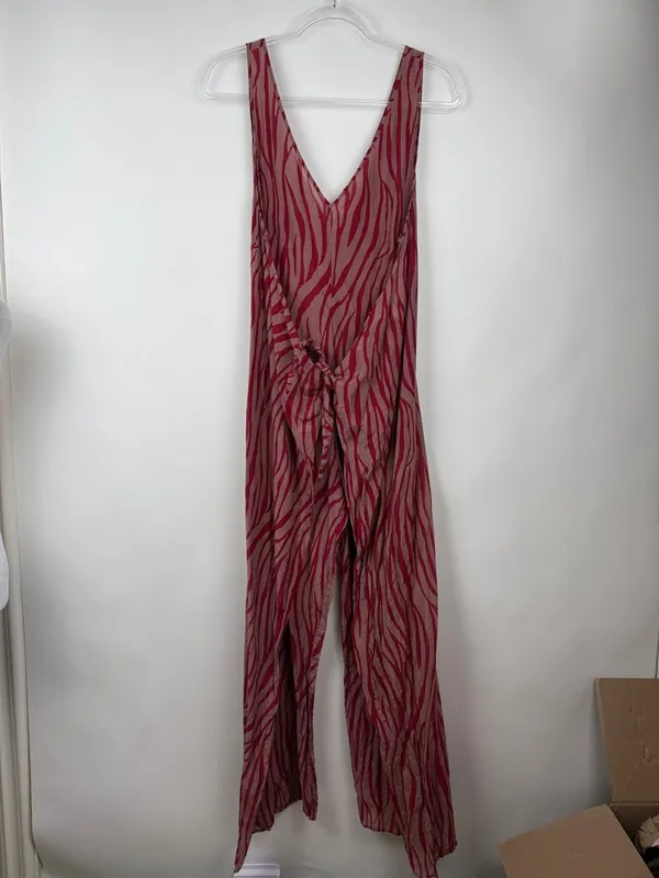 Diane Von Furstenberg Acella Jumpsuit in Malton Burlwood Animal Print Red Small - Image 2