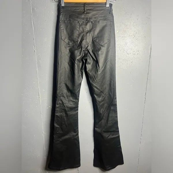 EDIKTED Luna Faux Leather Flare Leg Black Pants in size Medium. - Image 3