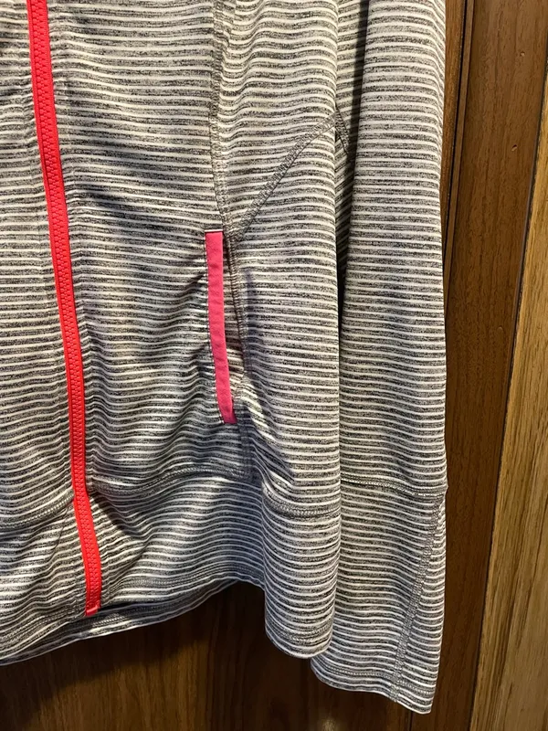 lukka Gray Striped Hooded Utility Jacket with Pink Trim - Image 4