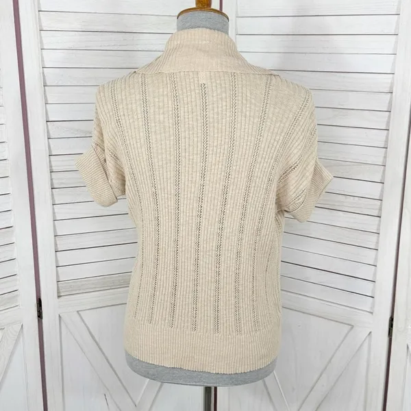 Dress Barn Vintage Open Front Cardigan Topper‎ Sweater Tan Small - Image 4