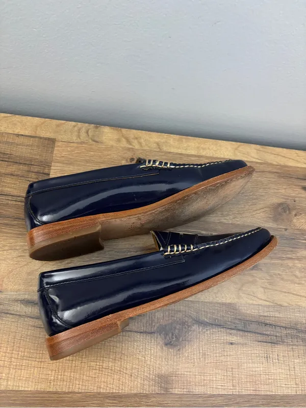 G.H. Bass & Co. Patent Leather Penny Loafers Navy Blue Women’s - Image 7