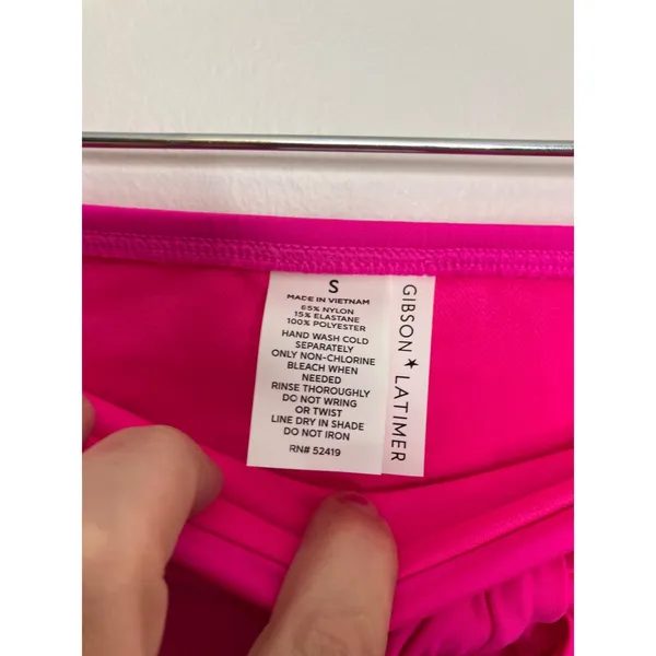 Gibson Latimer Bikini Set Womens S Pink New Ruched Halter High Waist Two Piece - Image 7