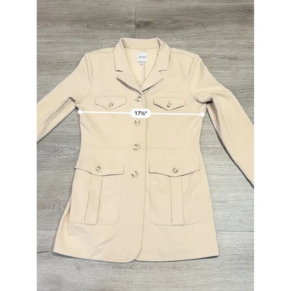 NIC+ZOE Ivory Utility Blazer Jacket M Quiet Luxury Office Chic Tailored Longline - Image 8