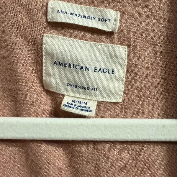 American Eagle Pink Terracotta Button Down Long Sleeve‎ Shirt Women’s Sz M Y2K - Image 3