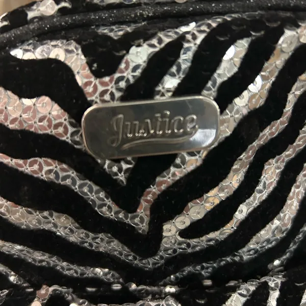 Justice Black and Silver Sequin Zebra Backpack Like New! - Image 8