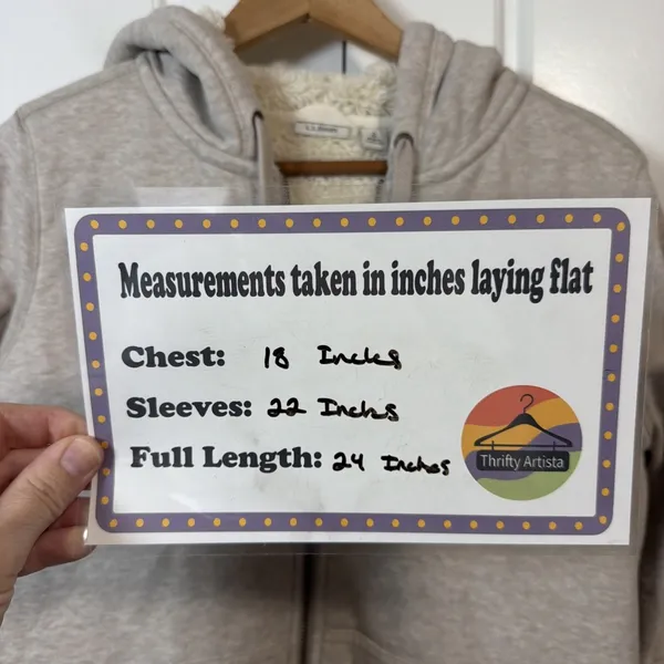 L.L.Bean Full Zip Hoodie Womens Small Gray Sherpa Lined 505468 - Image 2