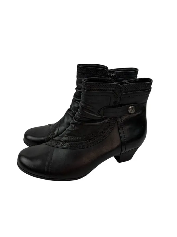 *Rockport by Cobb Hill Abbott Panel Ankle Boots Size 7.5 Black Leather Comfort - Image 3