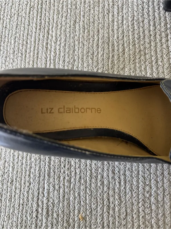 Liz Claiborne Navy Blue Leather Square-Toe Block Heel Loafers Size 8.5 - Image 6