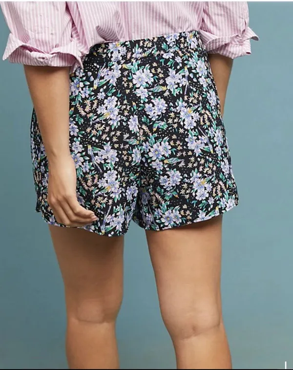 Ett:Twa by Anthropologie Black and Blue Floral High Waisted Shorts - Image 2
