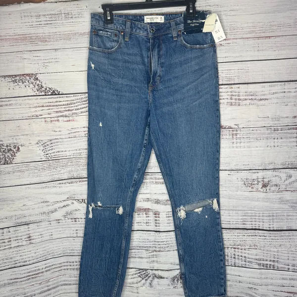 Abercrombie & Fitch Curve Love High Rise Skinny Jean Distressed 8L - Image 2