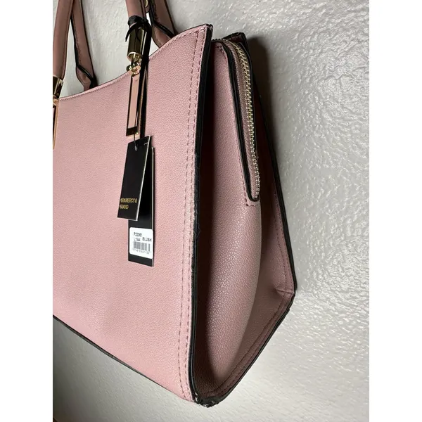 Gramercy & Grand Satchel Bag Womens Medium Pink Faux Leather Vegan Zip Purse - Image 4