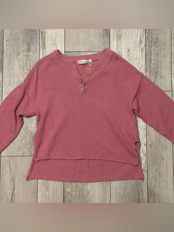 Free People Beach Hailee Coastal Grandma Cotton Knit Henley Sweater xs - Image 4