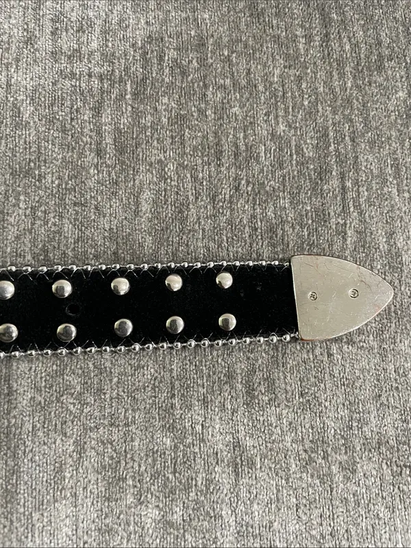 Western Leather Black Studded Rhinestone Embellished Statement Belt Size S/M - Image 6