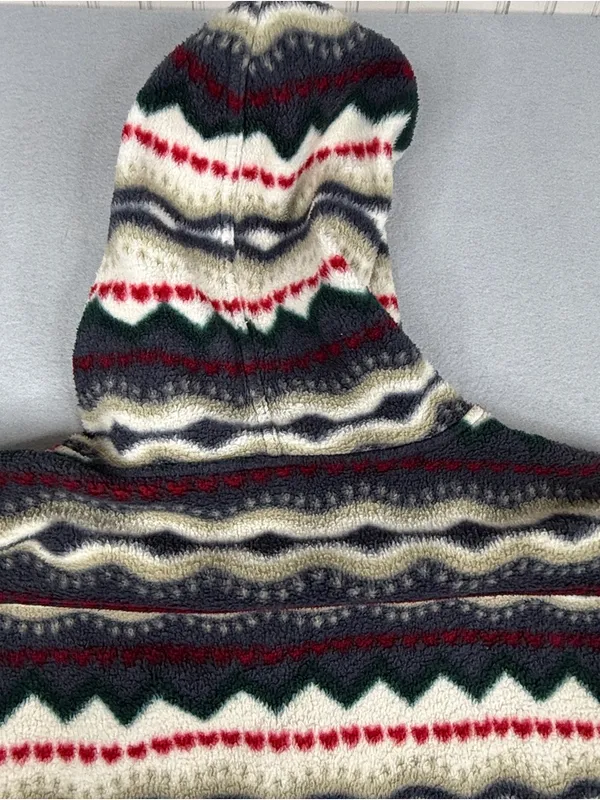 Vintage American Eagle Fleece Hoodie M Southwestern Fair Isle Y2K Full Zip - Image 6