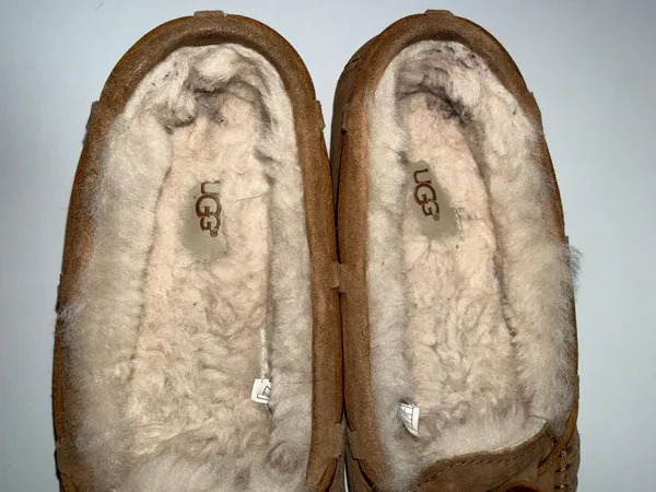 UGG Bella II Moccasin Slippers Chestnut Brown Suede Fur Lined - Image 9
