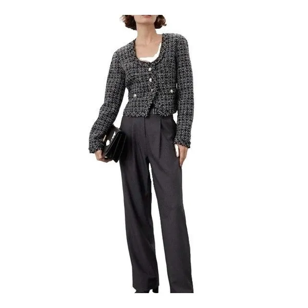 Derek Lam Collective Cropped Button Up Tweed Blazer Jacket Size 8 Boucle Twee - Image 10