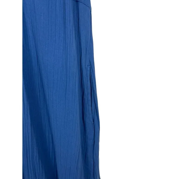 Old Navy Blue Gauze Midi Maxi Dress Boho Peasant Cottagecore Embroidered S - Image 4