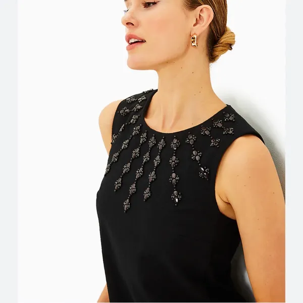 NWT Lilly Pulitzer Edita Embellished Stretch Shift Dress Black - Image 3