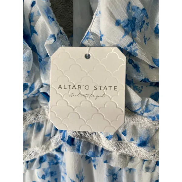 Altar'd State Floral Cottagecore Prairie Maxi Dress Lace Up XL Boho Romantic New - Image 7