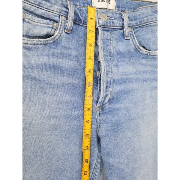AGOLDE Nico High Rise Slim Fit Jeans Blue Women 24 Button Fly Denim Stretch‎ USA - Image 9