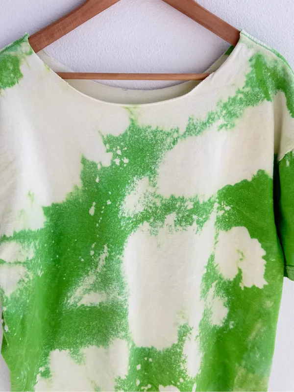 Bleached grunge off the shoulder tee Green Size XL - Image 7