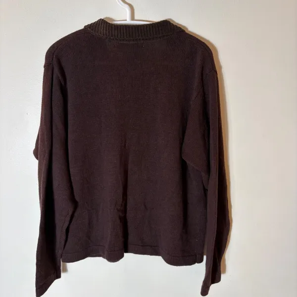 Vintage Victoria Jones Beaded Floral Button Cardigan Brown Size‎ Petite Large - Image 5
