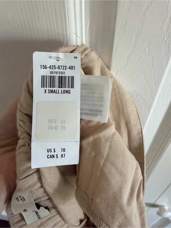 Abercrombie & Fitch Linen Elastic Waist Pant Tan Size XS Long NWT - Image 6