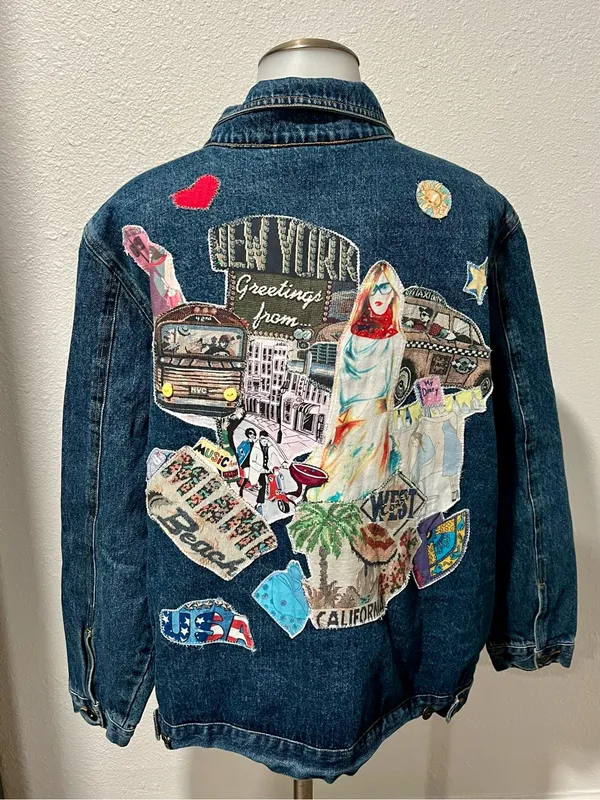Jane Elissa Artistic Creations Vintage Denim Jacket Size Large - Image 2
