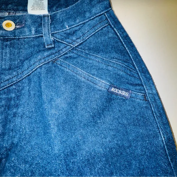 VTG Rockies Bareback Western Jeans Womens 9/10 High Rise V-Yoke Cowboy Denim 27 - Image 15