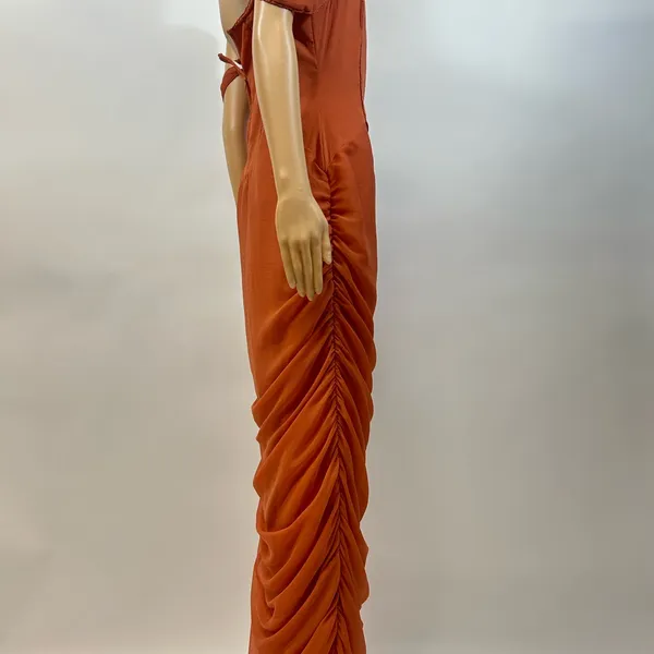 ASOS Orange Maxi Dress with Ruched Skirt Size 6 - Image 16