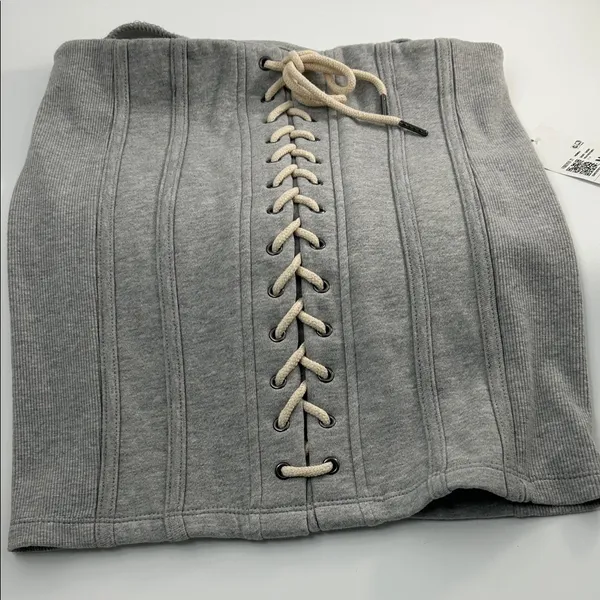 Forever 21 Heather Gray Lace-Up Skirt - Image 13