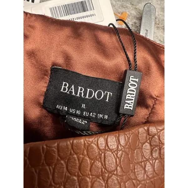 Bardot 'Croc' Brown Polyurethane Mini Dress‎ Size XL - NWT - Image 3