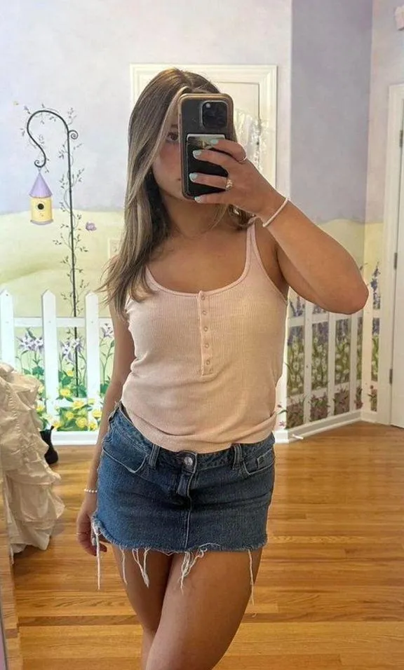 Brandy Melville pale pink button tank - Image 2
