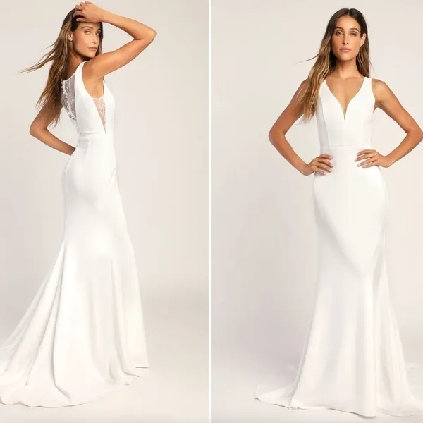 LULUS Bridal Wedding Elegant Sophisticated Sexy Lace Mermaid Gown - Image 3