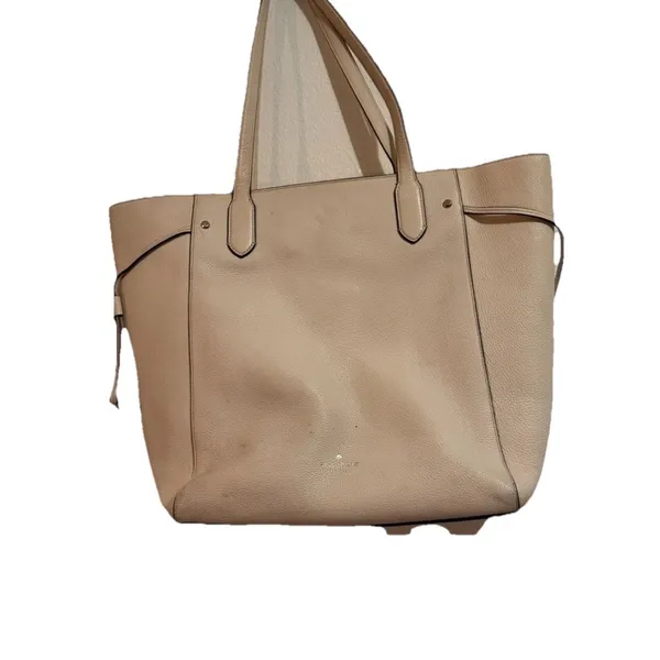 kate spade Beige Leather Tote with Gold Accent - Image 5