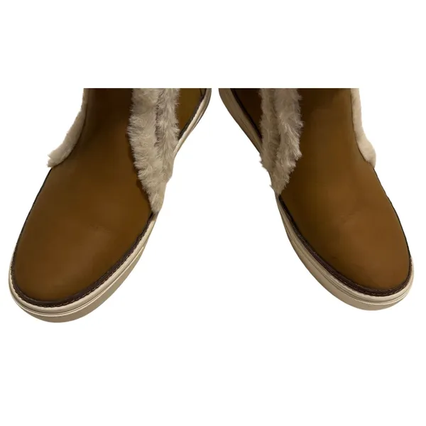 TOMS Women Brown Faux Shearling Trim Ankle Boots Slip On Sneaker Bootie 10018928 - Image 4