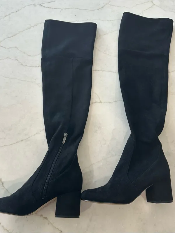 Sam Edelman Women’s Black Knee High Block Heel Boots Classic Suede - Image 9