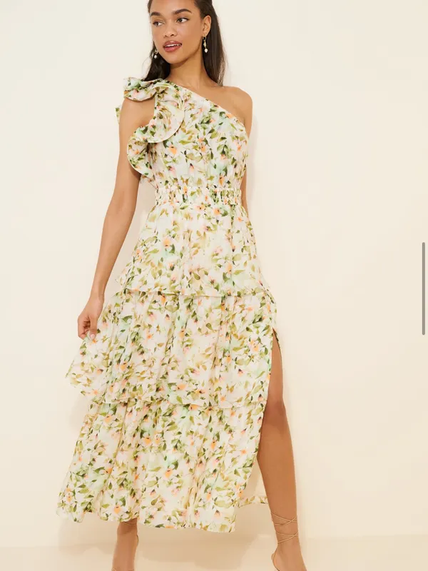 Anthropologie Astr Floral Imelda Maxi Dress One-Shoulder Tiered - Image 4